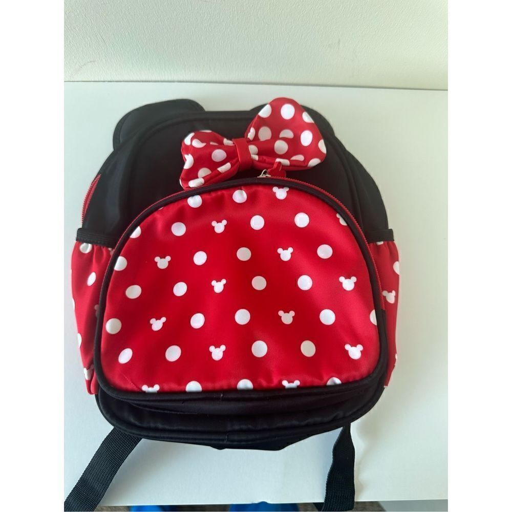 Minnie Mouse Backpack Disney Mini Travel Purse Black Red Polka dot Bows Ears
